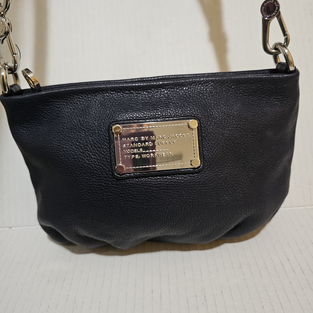 Marc by Marc Jacobs Navy Blue Pebbled Leather Crossbody Bag with Silver Hardware - Picture 8 of 12